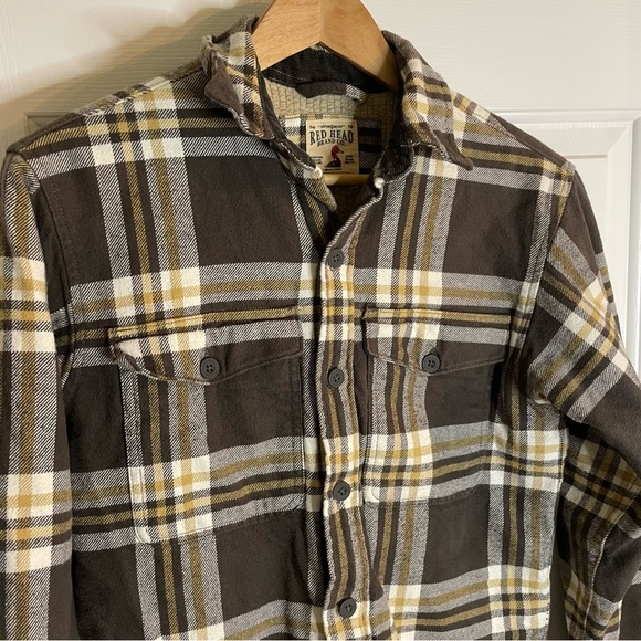 Red Head Green & Yellow Plaid Button-Up Shacket Size Small gorpcore outdoor cozy - Picture 3 of 7